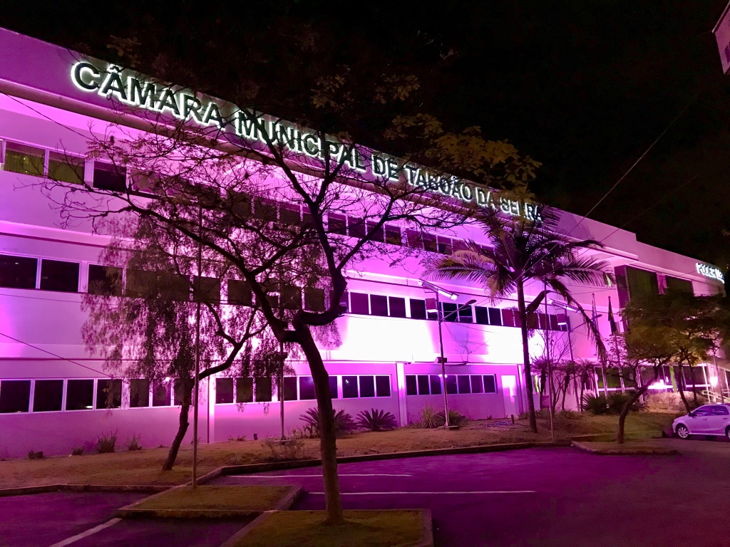 Câmara ilumina prédio de rosa para campanha de conscientização sobre câncer de mama