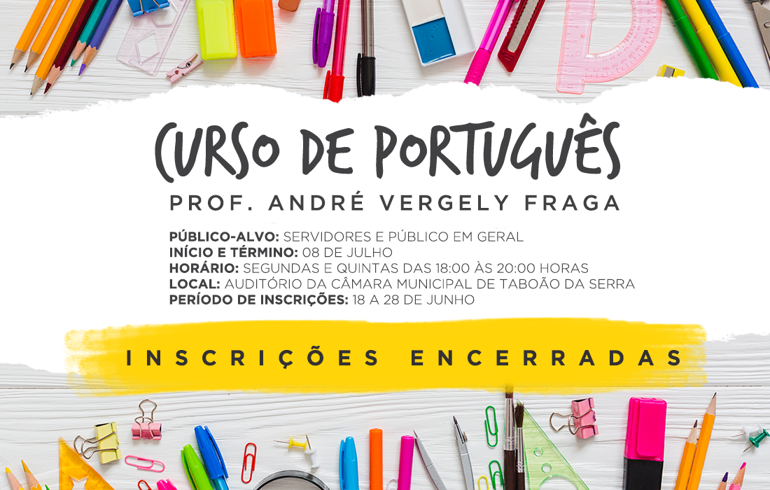 Câmara de Taboão abre inscrições para o curso gratuito de língua portuguesa