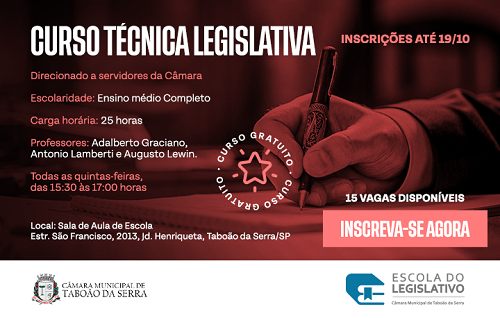 Escola do Legislativo abre Curso de Técnica Legislativa